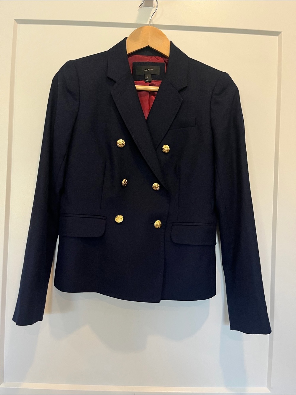 J. Crew Navy Double-Breasted Blazer Gold Buttons Academia Preppy Old Money sz 2